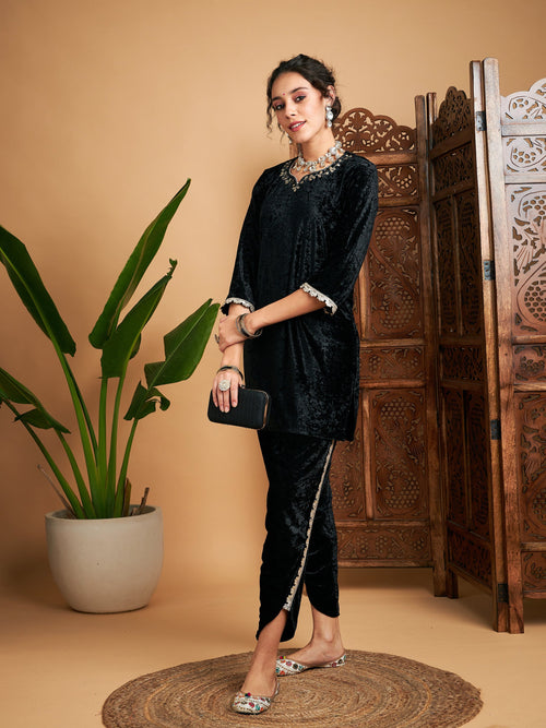 Buy Indian Pakistani Velvet Short Kurti With Brocade Pants Emblished With  Zardozi Hand Work Available in Custom Colors. Online in India - Etsy