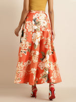 Orange Floral Anarkali Skirt