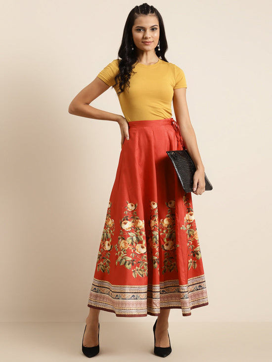 Red Floral Kali Skirt