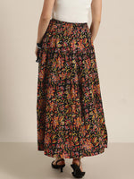 Black Floral Tiered Skirt