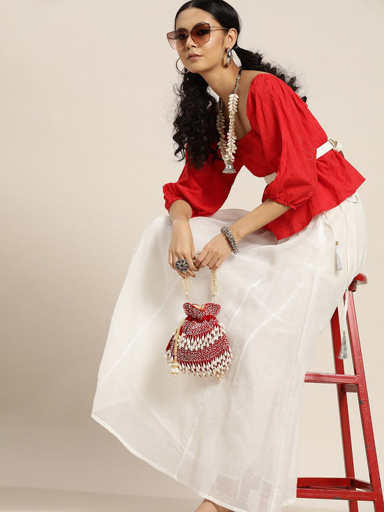 White Zari Tassels Anarkali Skirt