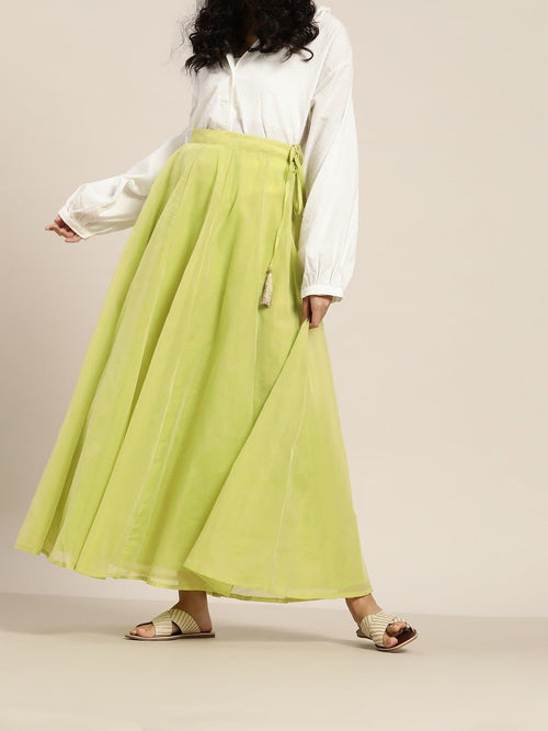 Green Zari Tassels Anarkali Skirt