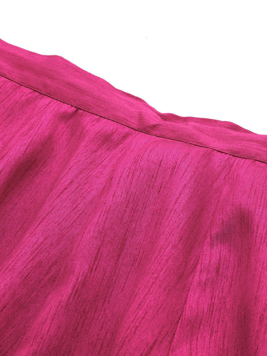 Fuchsia Foil Print Anarkali Skirt