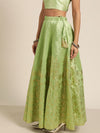 Mint Green Foil Print Anarkali Skirt