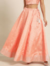 Peach Silver Foil Anarkali Skirt