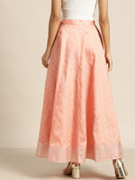 Peach Silver Foil Anarkali Skirt