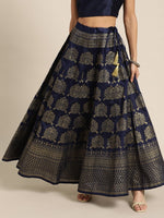 Navy Kali Foil Print Anarkali Skirt