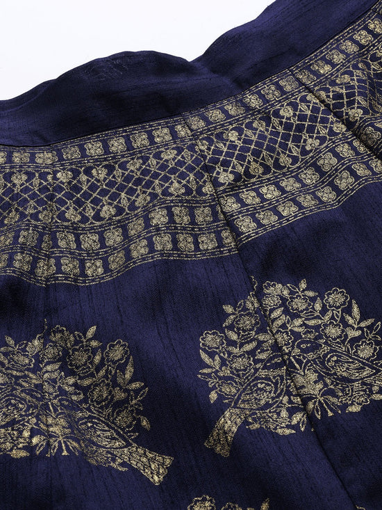 Navy Kali Foil Print Anarkali Skirt