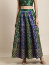 Green & Blue Foil Print Anarkali Skirt