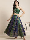 Green & Blue Foil Print Anarkali Skirt