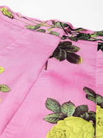 Pink Floral Anarkali Skirt