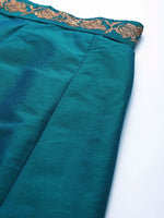 Teal Embroidered Waistband Anarkali Skirt