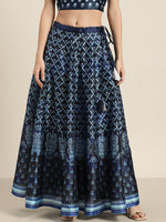 Indigo Kali Floral Anarkali Skirt