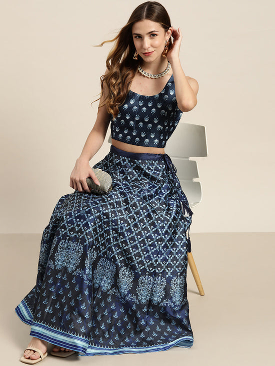 Indigo Kali Floral Anarkali Skirt