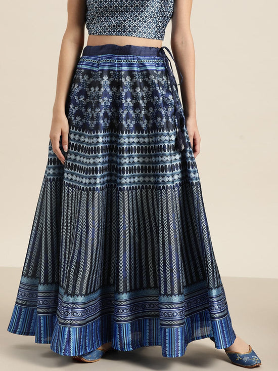 Indigo Kali Chevron Anarkali Skirt