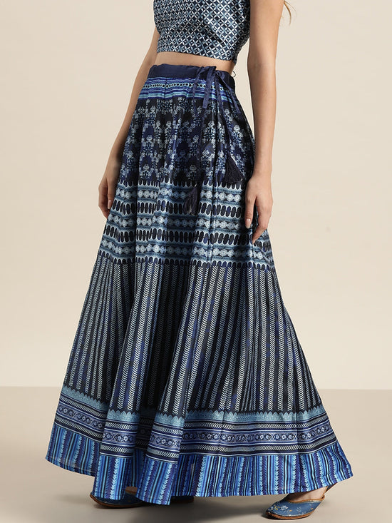 Indigo Kali Chevron Anarkali Skirt