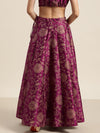 Purple Jacquard Floral Anarkali Skirt