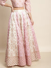 Pink & Cream Foil Floral Anarkali Skirt