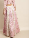 Pink & Cream Foil Floral Anarkali Skirt