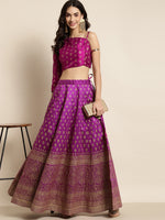 Purple Foil Paisley Anarkali Skirt