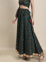 Women Teal Patola Anarkali Skirt