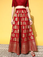 Women Maroon Foil Print Anarkali Skirt