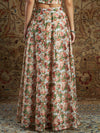 Women Peach & Green Chanderi Floral Anarkali Skirt