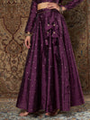 Women Purple Taffeta Jacquard Anarkali Skirt