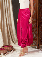 Women Fuchsia Velvet Dhoti Skirt