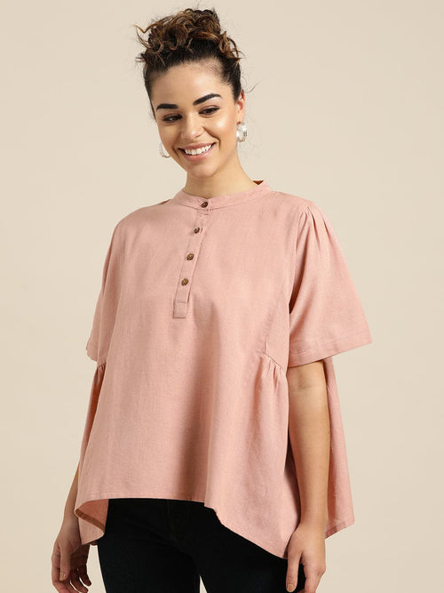 Baked Pink Kimono Sleeve Boxy Top