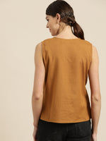 Brown Wrap Sleeveless Top