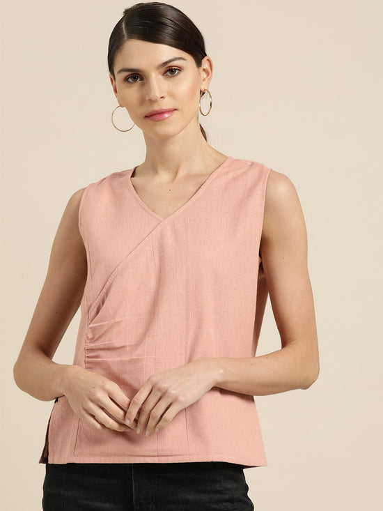 Baked Pink Wrap Sleeveless Top