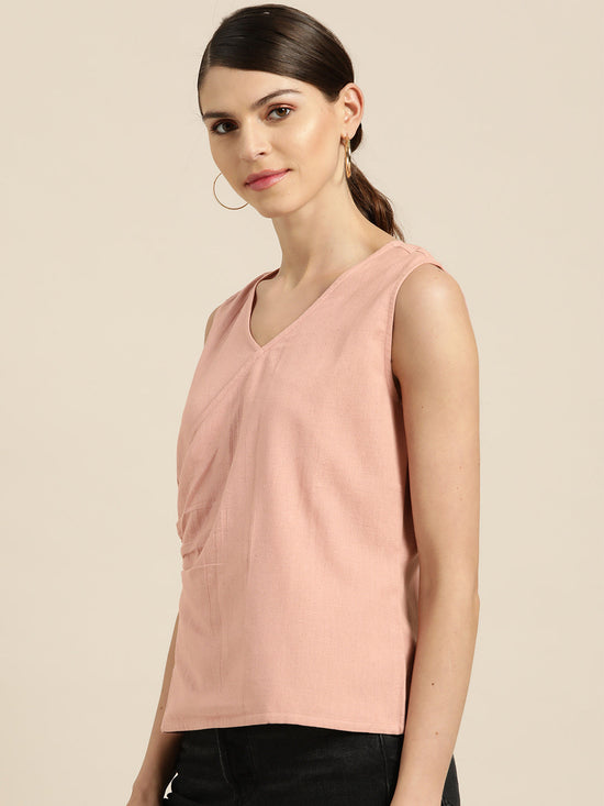 Baked Pink Wrap Sleeveless Top