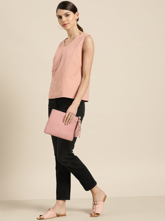 Baked Pink Wrap Sleeveless Top