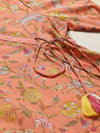 Women Peach Floral Angrakha Top