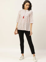 Red Geometric Print Top