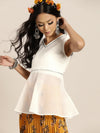 White Gota Patti Sleeveless Peplum Top