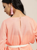 Peach Yoke Embroidery A-Line Top