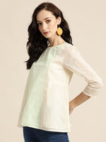 Pista Green & White Organdy Top