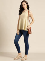 Beige Sleeveless Peplum Top