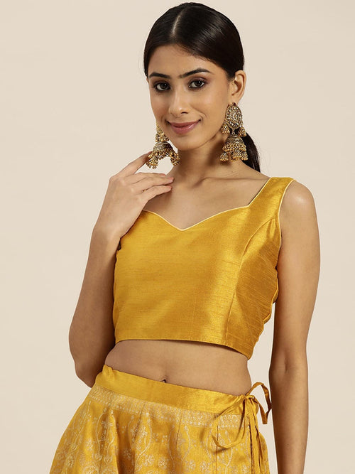 Mustard Sweetheart Neck Crop Top