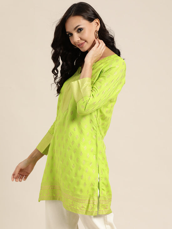 Neon Green Foil Print Liva Tunic