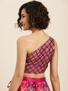 Purple Foil Print One Shoulder Crop Top