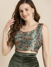 Olive Floral Sweetheart Neck Crop Top