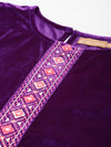 Purple Velvet Front Embroidered Top