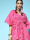 Women Pink Lehariya Short Kaftan Top