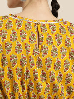 Women Mustard Booti Floral Crop Top