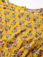 Women Mustard Booti Floral Crop Top