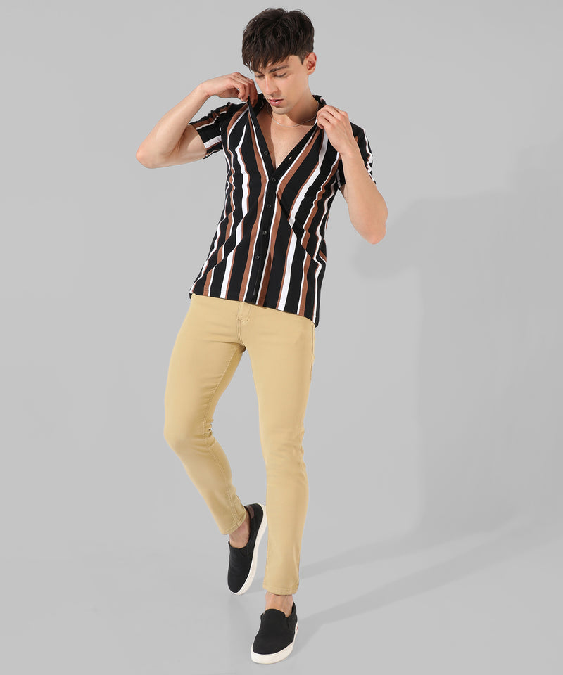 Men's Multicolour Striped Casual Shirt