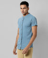 Men's Solid Blue Regular Fit Casual Shirt